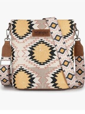 Wrangler Yellow & Black Geometric Aztec Crossbody Bag New with tags